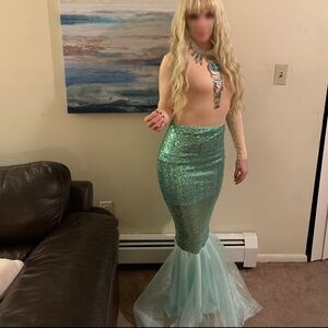 Aqua Green Sequin Mermaid skirt - adult costume